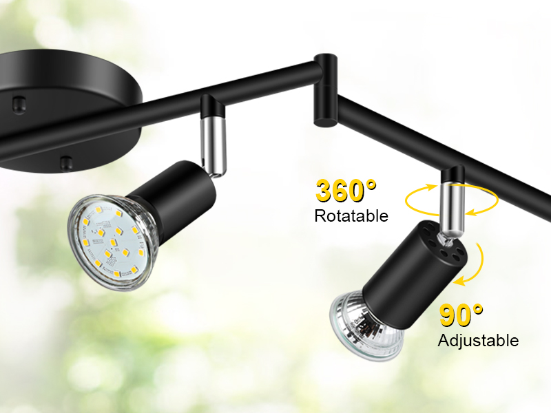 This 6 way Ceiling Track Light can be rotated 90°vertically and 270° horizontally