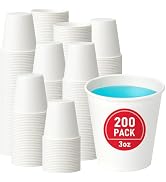 VPACKDUO 200 Pack 3 oz Disposable Paper Cups, Sturdy Bathroom Cups, Food-Safe Mouthwash Cups, Lea...