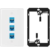 Iwillink 10Gbps Ethernet Wall Plate CAT6A, 3-Port Keystone Wall Plate and Jack Outlet, RJ45 Wall ...