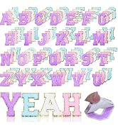 Acrebow 104 Pcs Chenille Letter Patches Iron on Letters Self Adhesive Chenille Patches Embroidere...