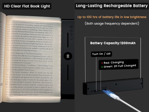 easuntec book light reading light at night reading lights for books in bed flat book light black 02
