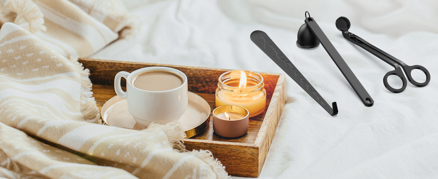 A wick cutter keeps your candle wick trimmed.