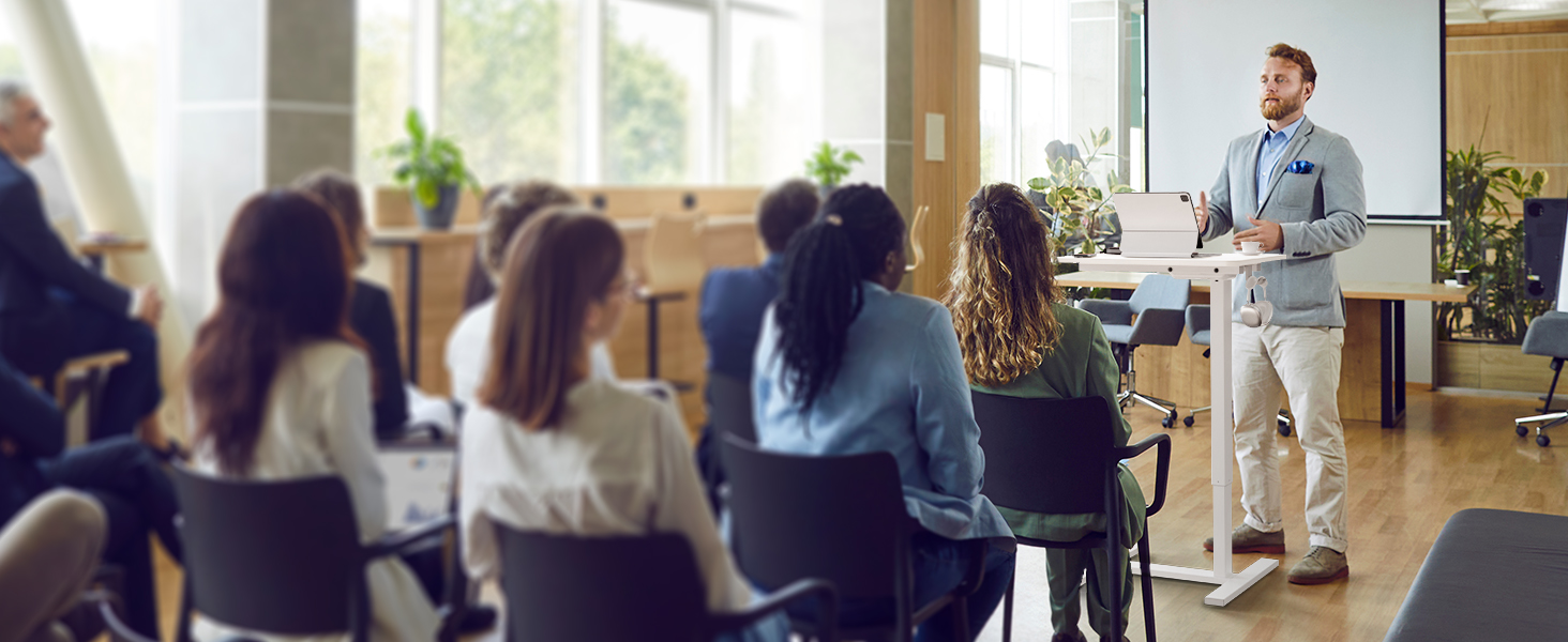 small mobile sit stand desk