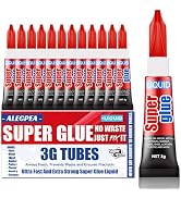 3 Gram (Pack of 12) Single Use Super Glue Liquid, Super Fast, Thin &amp; Strong Adhesive Superglue, C...