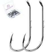Natufish Baitholder Fishing Hooks 50Pcs Bait Holder Hooks Offset/Double Barbed/Long Shank/Down Ey...