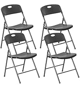 DUMOS 4 Pack Folding Chairs Heavy Duty with Ergonomic Back - Plastic Stackable Portable Dining Ch...