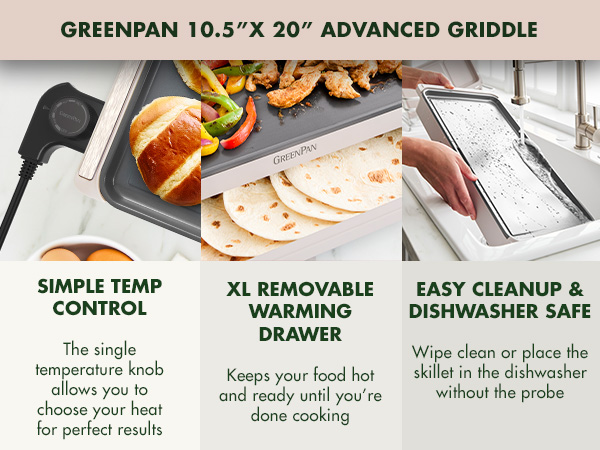 GreenPan, Ceramic Nonstick, PFAS-Free, Non-Toxic, Electrics, Griddle