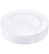 bUCLA 30PCS White Plastic Dinner Plates Disposable - Premium 10.25inch White Weddings and Party D...