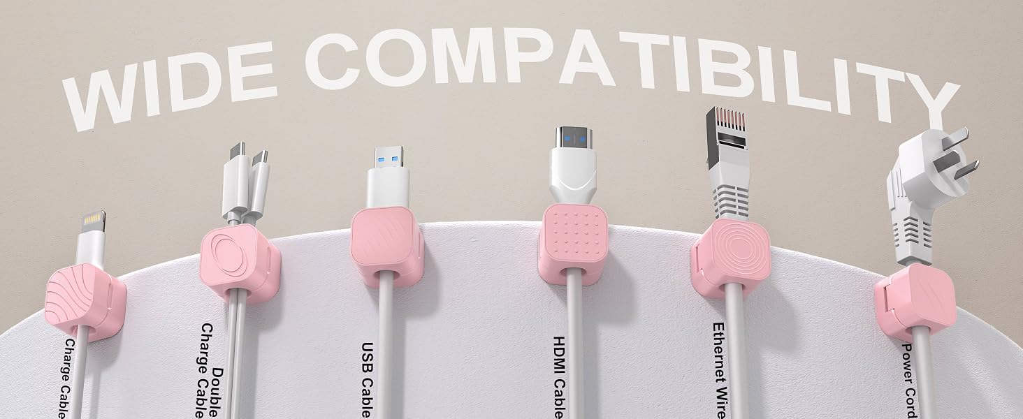 pink cable organizer clips magnetic holder wire management desk cord adhesive clips