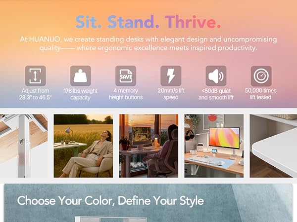 HUANUO 32 x 20 inch Electric Standing Desk with 4 Drawers