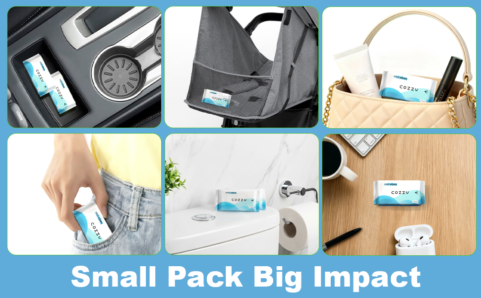 COZZY flushable wipe for road trips, office essentials, europe tavel essentials