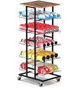 Water Bottle Organizer with Wheels, 5 Tier Bottled Water Storage Rack, Metal Water Bottle Holder ...