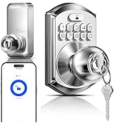 TEEHO TE018 Smart Door Knob with Keypad, App Control, Keyless Entry Digtal Door Lock with Handle,...