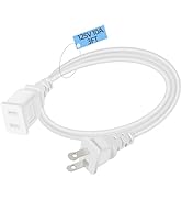 Small 3FT White Flat Extension Cord 2-Prong Polarized Light-Duty Power Cable, 18AWG 125V 10A 1250...