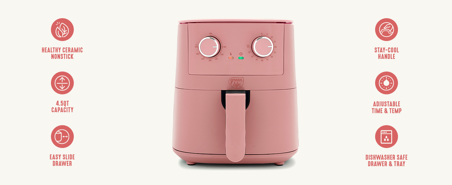 GreenLife, Ceramic Nonstick, PFAS-Free, Non-Toxic, Electrics, Air Fryer