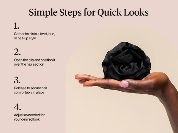 Kitsch Medium Satin Rosette Flat Claw Clips for Women - Stylish Flat Hair Clips,