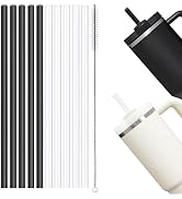 Dakoufish Black White Replacement Straws For 40oz Stanley Simple Molden Tumbler,10 Pack 12 Inch R...