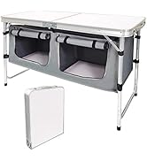 Camp Field Camping Folding Aluminum Table with Adjustable Legs for Outdoor Travel Beach, Backyard...
