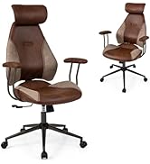 Giantex Ergonomic Office Chair, Mid Century Modern Faux Fur Computer Desk Chair with 2D Headrest,...