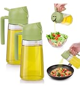 AIERSA (2Pack 2 In 1 Oil Dispenser and Oil Sprayer for Kitchen,Glass Oil Dispenser Bottle Spray a...