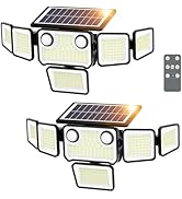 SZPOWER 6000LM Solar Lights Outdoor Waterproof, 6 Heads Solar Flood Lights Outdoor with 2 Motion ...