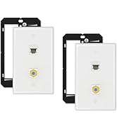 iwillink 10Gbps Ethernet Wall Plate Cat6A, 2-Port COAX and Ethernet Wall Plate, TV Cable Wall Pla...