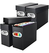 Naleyber File Organizer Box with Lid &amp; Handle, Heavy Duty Hanging File Folder Storage Boxes for L...