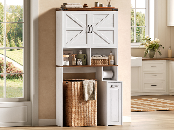 Over The Toilet Storage Cabinet with Pulley Small Bathroom Storage Cabinet