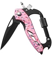 Donut Multitool Carabiner Knife Gifts for Women Men,Survival Gear for Camping Hiking,EDC Carabine...