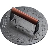 Heavy-Duty Cast Iron Burger Press 7 Inch Round Burger Smasher, Grill Press for Cooking Burgers, B...