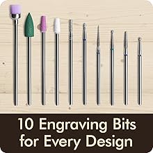 10 engraving bits for mini rotary tool, perfect for carving etching detailing on any surface