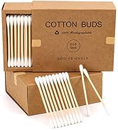 Bamboo Cotton Swabs 400 Count - Vegan Cotton Buds - Natural Wooden Ear Sticks With Double Tipped ...