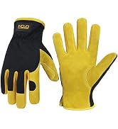 HANDLANDY Leather Gardening Gloves, Leather Work Gloves for Men Women | Durable Utility Men Women...