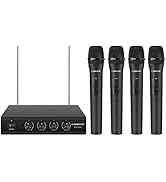 Phenyx Pro Wireless Microphone System, 4 Channel VHF Wireless Mics, w/ 4 Handheld Dynamic Microph...