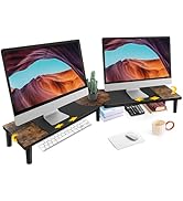 Dual-Monitor-Riser-Stand-For-Desk, Large Monitor Stand Riser For 2 Monitors With Adjustable Lengt...