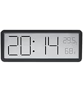 Lancoon Electronic Wall Clock with LCD Display Temperature Humidity Date 12/24 Hour Desktop Brack...