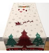 OHOME Christmas Decorations - Christmas Table Runner | Xmas Tree Santa Elk Tablecloth Decorations...