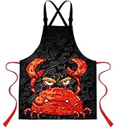 LshyMn Crab Apron 33.4L x 27.5W Inches with 2 Pockets Kitchen Cooking Extra Long Waist Tie Adjust...