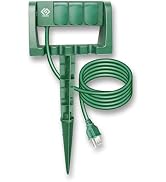 OSKOS Outdoor Power Stake, 3 Grounded Outlets with 90º Rotating Function and Safety Cover, 6FT Co...