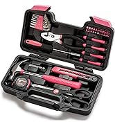 Cartman Pink 39Piece Tool Set General Household Hand Tool Kit with Plastic Toolbox Storage Case