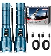 WdtPro LED Rechargeable Flashlight 2 Pack, Super Bright Zoomable 6000 Lumens Tactical Flashlight ...