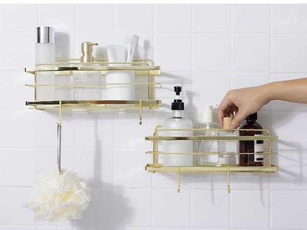 2-Pack Shower Caddies, Premium Stainless Steel, Gold