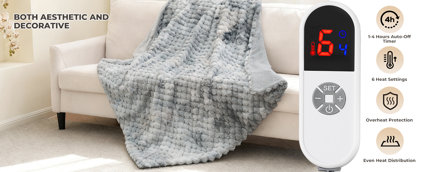 Heated Throw Blanket 50&amp;#34;x60&amp;#34;