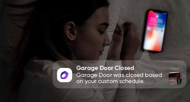 Garage door can be scheduled to automatically close at a specific time each day