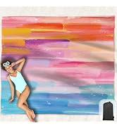Hiwoss Beach Blanket Waterproof Sandproof Oversized 95”x 80”,Sand Free Beach Mat with Corner Pock...