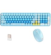 Cute Baby Bear Compact Wireless Keyboard and Mouse Combo, Colorful 85 Round Keys with Numeric Key...