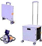 Foldable Utility Cart Folding Portable Rolling Crate Handcart Shopping Trolley Wheel Box with Lid...