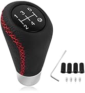Car Gear Shift Knob with 4 Adaptive Parts,Leather 5 Speed Shift Knobs for Replacement Broken Shif...