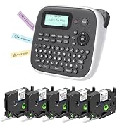 EazeID D210S Label Maker with 5PK 12mm White Tape-Waterproof, Portable Labeler Machine with Keybo...