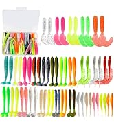 Soft Fishing Lures Set with Tackle Box, 6.5cm/8cm Paddle Tail Swimbaits, 60PCS Soft Plastic Baits...